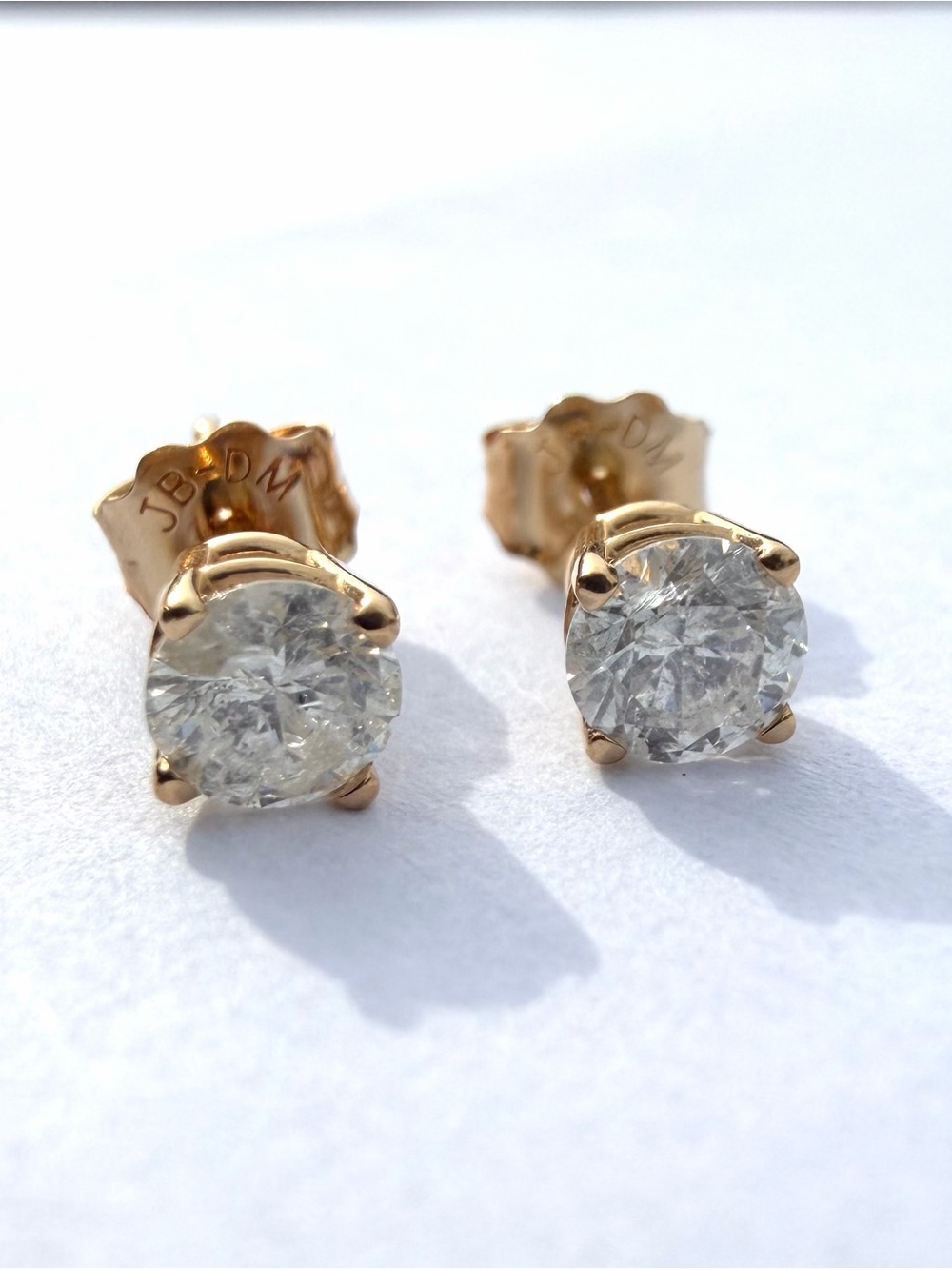 14k Yellow Gold .20ctw Diamond Stud Earrings - Picture 3 of 5